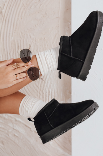 Śniegowce damskie na platformie czarne Dstreet ZY1077