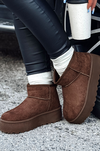 Śniegowce damskie na platformie brązowe ALPIKA Dstreet ZY0563