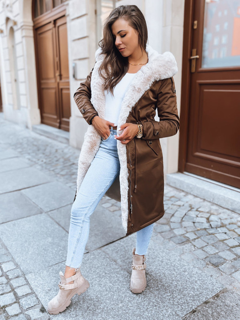 Kurtka zimowa damska parka HARPERSOFT brązowa Dstreet TY3686