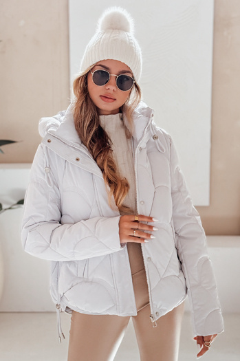 Kurtka damska zimowa LOVEWARM krótka pikowana z kapturem biała Dstreet TY5042