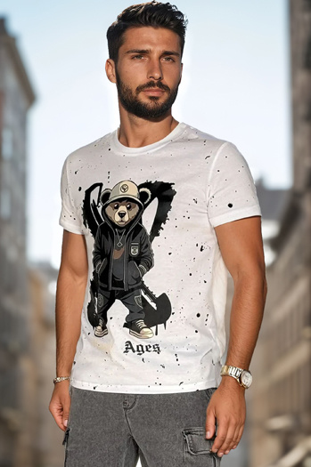 T-shirt męski z nadrukiem biały Dstreet RX5656