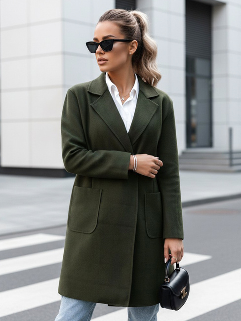 Płaszcz damski oversize LINNORE długi oliwkowy Dstreet NY0704