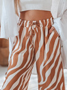 Spodnie damskie wide leg w paski ZEBRAVIBE beżowo-kamelowe Dstreet UY2655