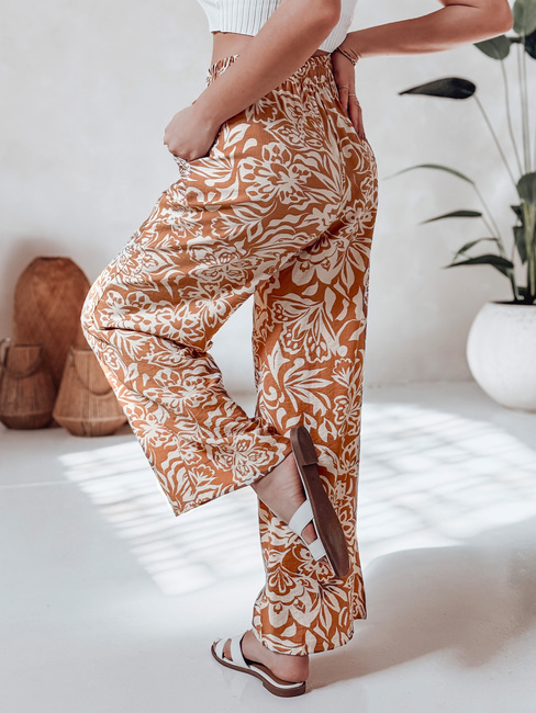 Spodnie damskie materiałowe wide leg TROPICAL SUN kamelowe Dstreet UY2633