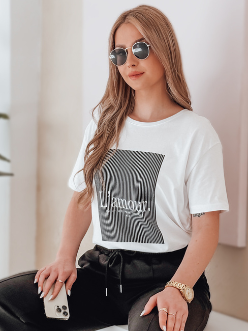 T-shirt damski LAMOUR biały Dstreet RY2588