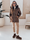 Kurtka damska zimowa LOVEINSIDE pikowana z futerkiem brązowa Dstreet TY5052