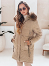 Kurtka zimowa damska parka z kapturem kamelowa Dstreet TY5082