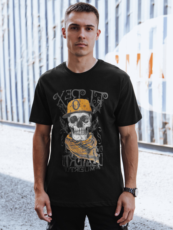 T-shirt męski z nadrukiem czarny Dstreet RX5617