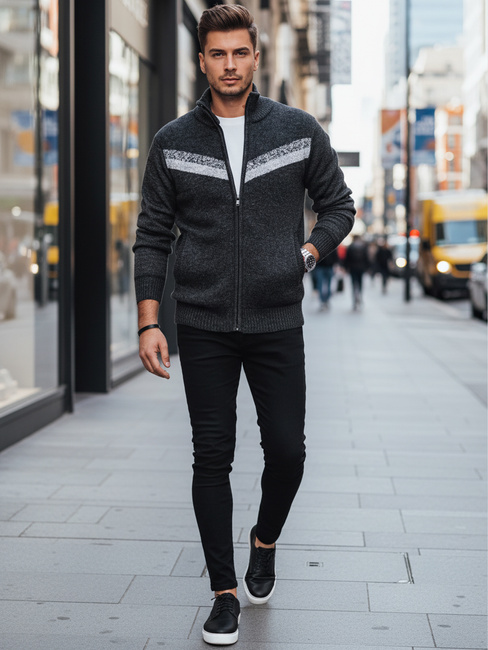 Sweter męski rozpinany ciemnoszary Dstreet WX2260z