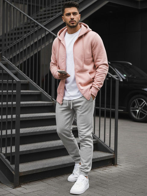 Bluza męska z kapturem różowa Dstreet BX4834