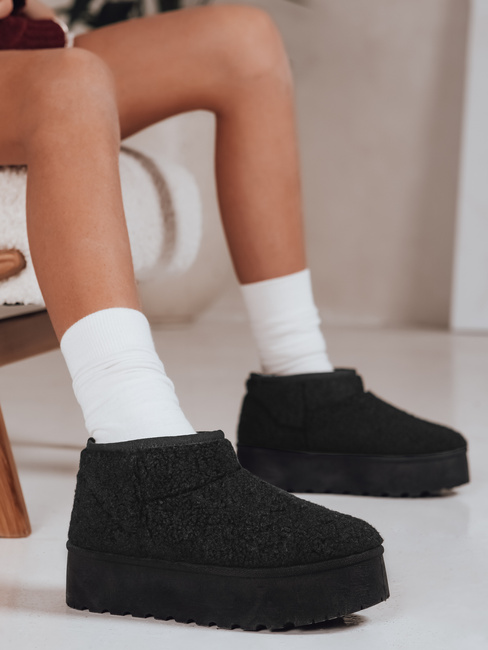 Śniegowce damskie materiałowe z futerkiem czarne Dstreet ZY1296