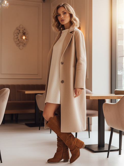 Kozaki damskie zamszowe kamelowe Dstreet ZY1309