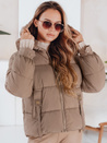 Kurtka zimowa damska pikowana z kapturem kamelowa Dstreet TY5063