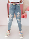 Spodnie damskie jeansowe mom fit z dziurami MOMVIBE niebieskie Dstreet UY2459