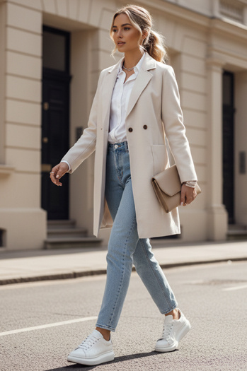 Płaszcz damski oversize LINNORE długi beżowy Dstreet NY0706