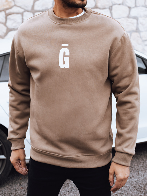 Bluza męska z nadrukiem kamelowa Dstreet BX5923