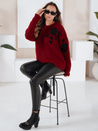 Damski sweter z aplikacją kwiatów GIRLHERBAL bordowy Dstreet MY2549