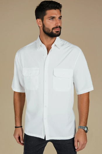 Koszula męska z krótkim rękawem biała Dstreet KX1083