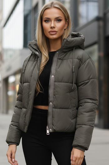 Kurtka damska zimowa krótka pikowana ciemnoszara Dstreet TY5443