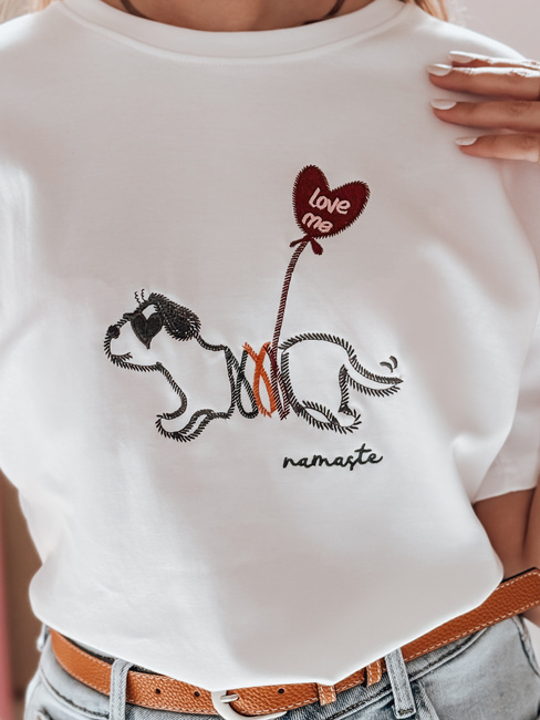 T-shirt damski oversize z pieskiem CUTE TAIL biały Dstreet RY2904
