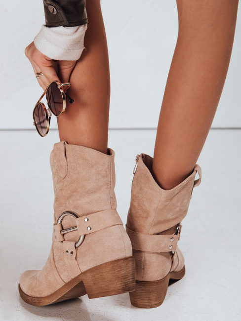 Kowbojki damskie zamszowe beżowe Dstreet ZY1301