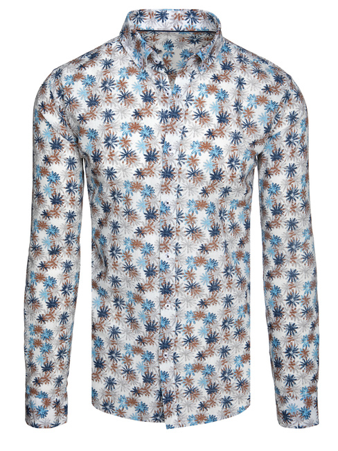 Koszula męska w kwiaty biała Dstreet DX2646