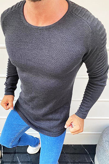 Sweter męski wkładany przez głowę antracytowy WX1604