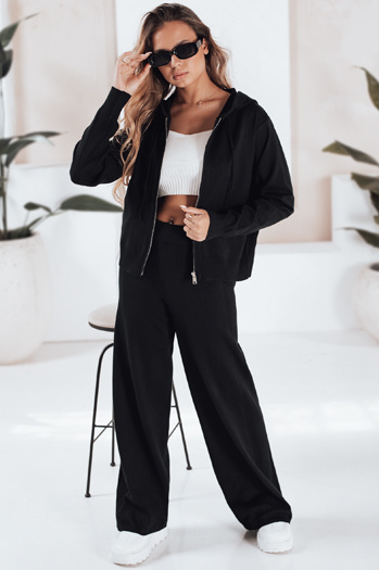 Komplet damski dzianinowy z kapturem czarny Dstreet AY1154