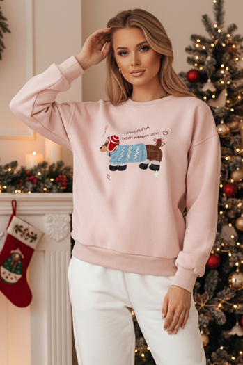 Bluza damska oversize z haftem DOGSWEETY różowa Dstreet BY1482z