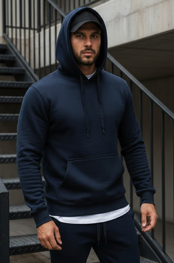 Bluza męska z kapturem granatowa BX3001