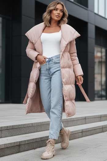 Kurtka pikowana damska płaszcz FAVI różowa Dstreet TY3090