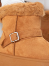 Śniegowce damskie zamszowe z futerkiem kamelowe Dstreet ZY1251