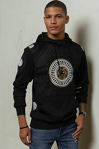 Bluza męska z kapturem i nadrukiem czarna Dstreet BX5569