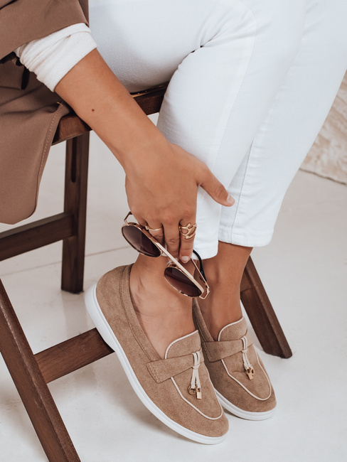 Mokasyny damskie zamszowe beżowe Dstreet ZY1050