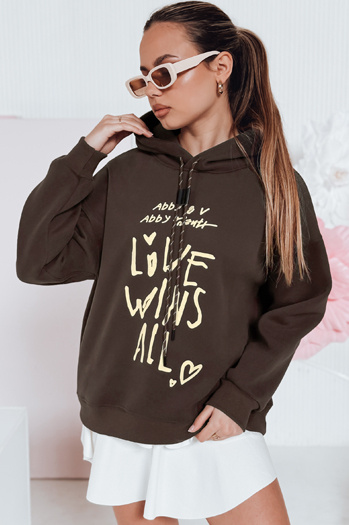 Bluza damska oversize z kapturem LOVEWILL brązowa Dstreet BY1470