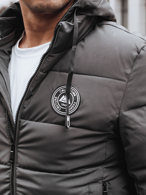 Kurtka męska zimowa pikowana z kapturem szara Dstreet TX5073