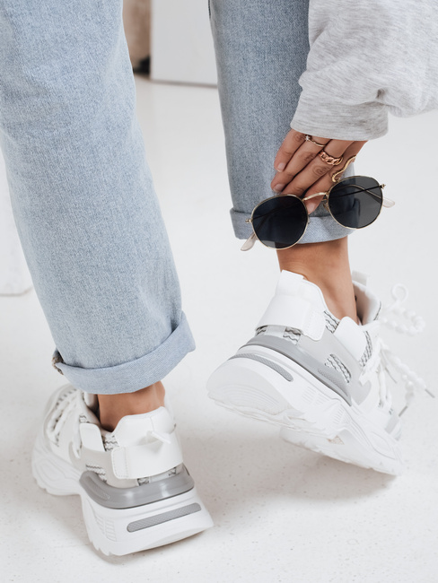 Sneakersy damskie na wysokiej platformie BEASTAR białe Dstreet ZY0830