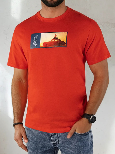 Koszulka męska z nadrukiem pomarańczowa Dstreet RX5486