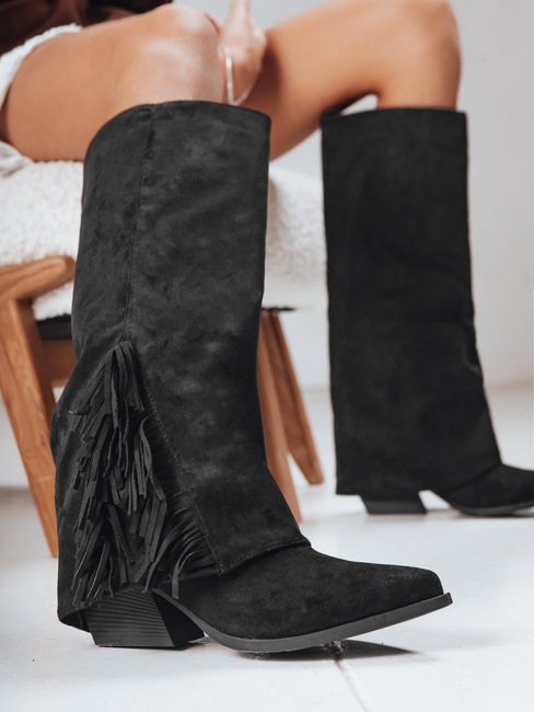 Kozaki damskie zamszowe boho czarne Dstreet ZY1287