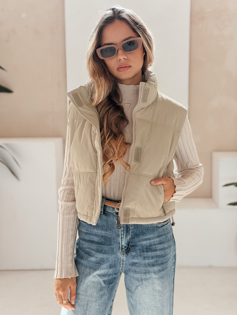 Kamizelka damska pikowana beżowa Dstreet TY5195