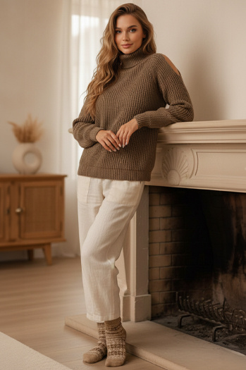 Sweter damski GOLFIVA beżowy Dstreet MY2403