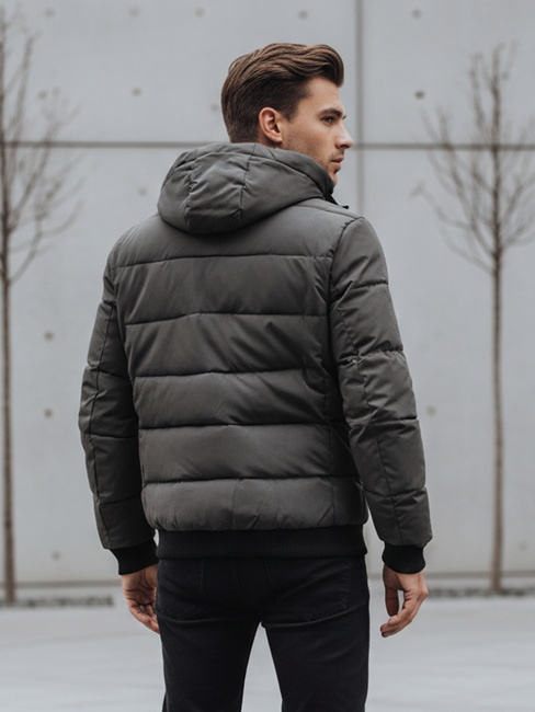 Kurtka męska zimowa pikowana z kapturem szara Dstreet TX5073
