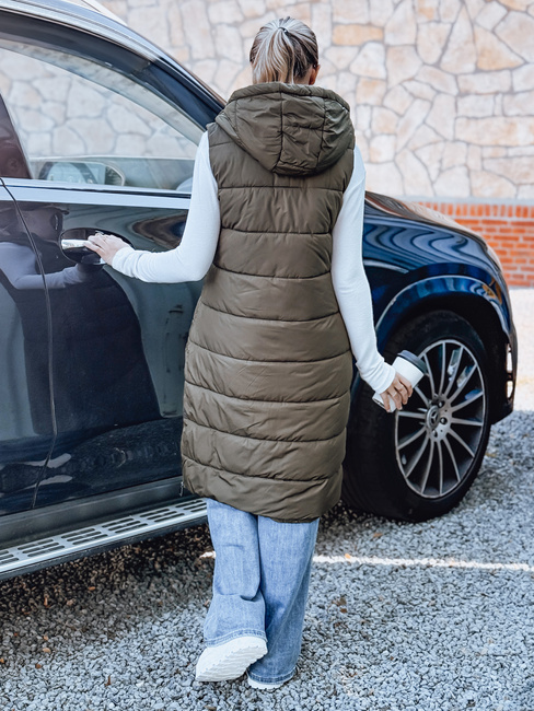 Kamizelka damska długa pikowana zielona Dstreet TY5268