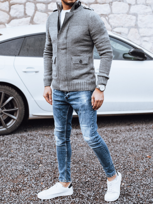 Sweter męski rozpinany jasnonaszry Dstreet WX2342