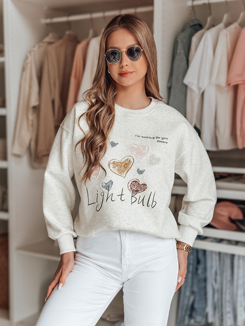 Bluza damska oversize z sercami PINKNOTE szara Dstreet BY1501