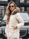 Kurtka damska zimowa z futerkiem ecru Dstreet TY5513