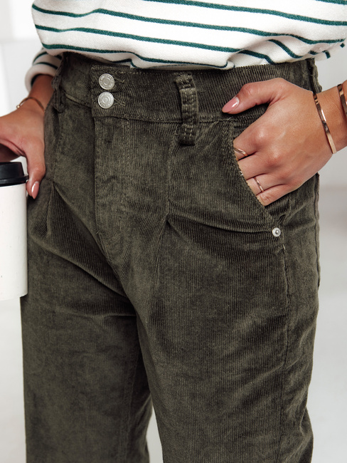 Spodnie sztruksowe damskie ciemnozielone Dstreet UY2231