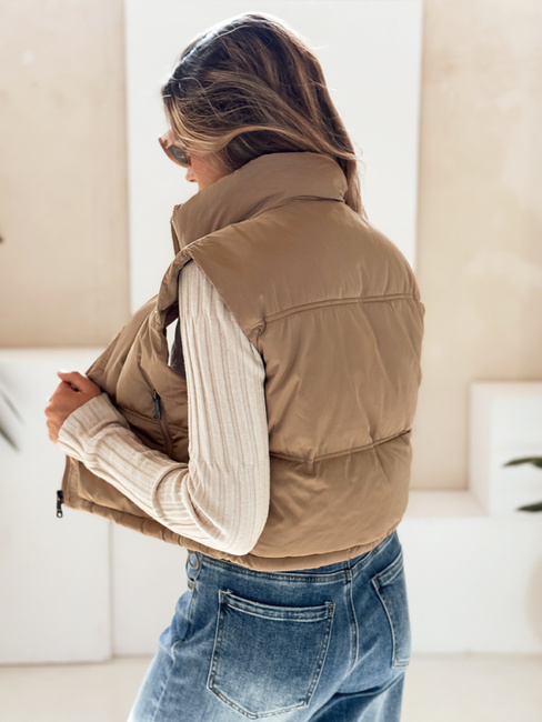 Kamizelka damska pikowana ciemnobeżowa Dstreet TY5196