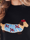 Damski sweter z aplikacją psa CHICPAWS czarny Dstreet MY2541z