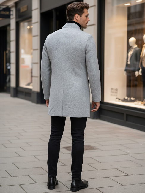 Płaszcz męski jednorzędowy szary Dstreet CX0428